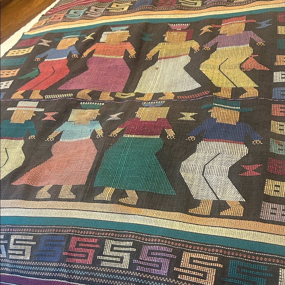 Colorful Woven Tapestry Blanket used with small stain and little stitching